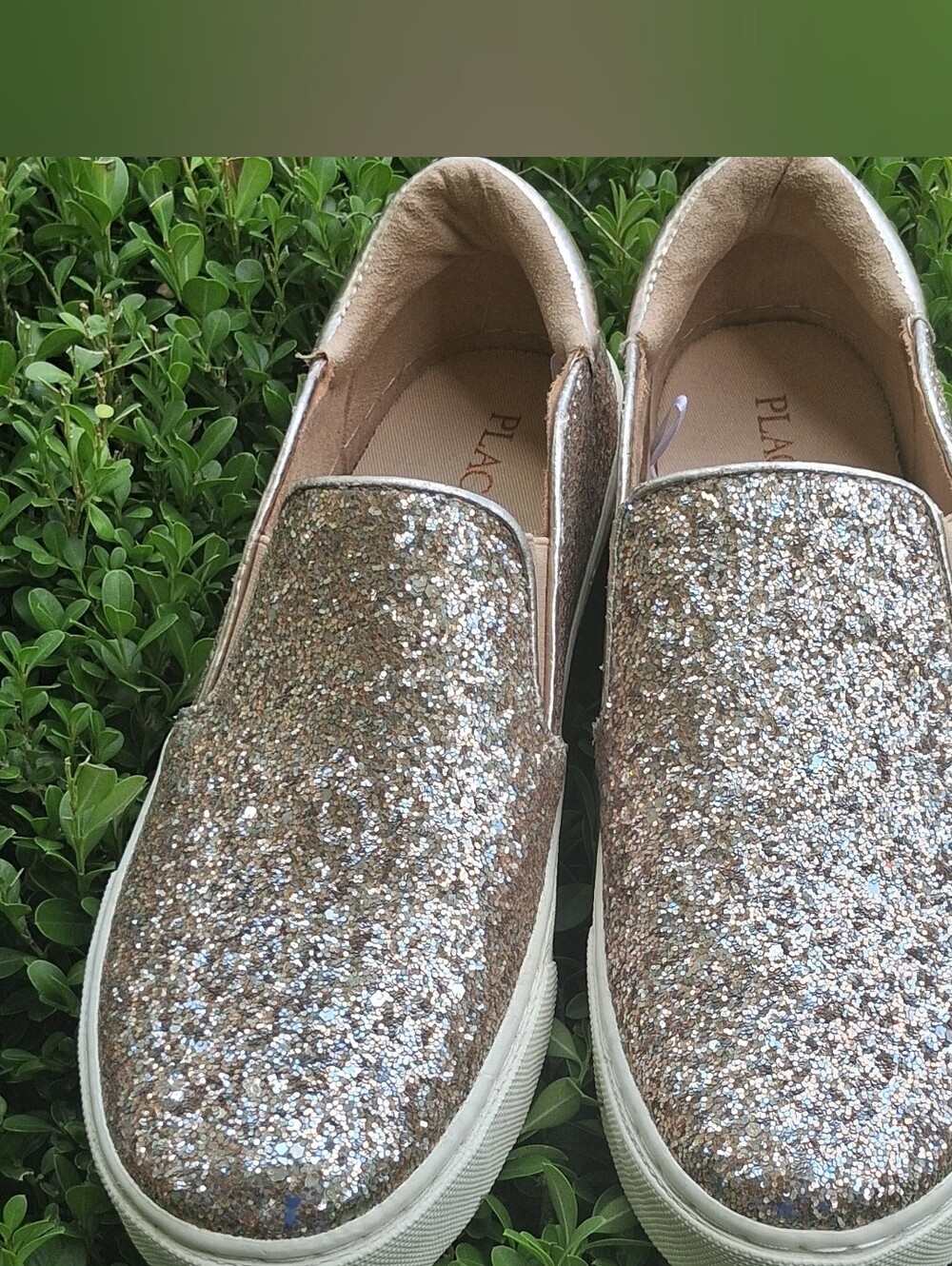 The Children's Place Rose Gold Glitter Slip-On Sneakers